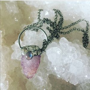 Amethyst Spirit quartz and moonstone necklace
